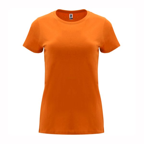 damska-oranzheva-teniska-170g-100-pamuk-za-pechat-i-brandirane Women's cotton t-shirt in orange 170 g/m² made from 100% cotton for custom printing, promotional clothing and corporate branding