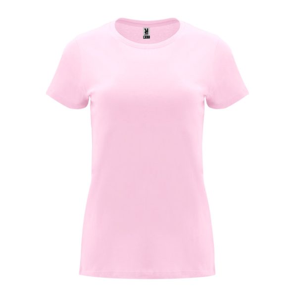 damska-svetlorozova-teniska-170g-100-pamuk-za-pechat-i-brandirane Women's cotton t-shirt in light pink 170 g/m² made from 100% cotton for custom printing, promotional clothing and corporate branding
