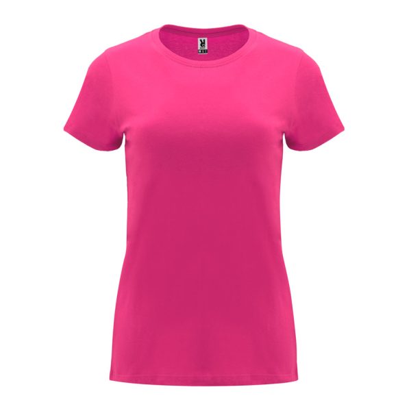 damska-fuchsia-teniska-170g-100-pamuk-za-pechat-i-brandirane Women's cotton t-shirt in fuchsia pink 170 g/m² made from 100% cotton for custom printing, promotional clothing and corporate branding