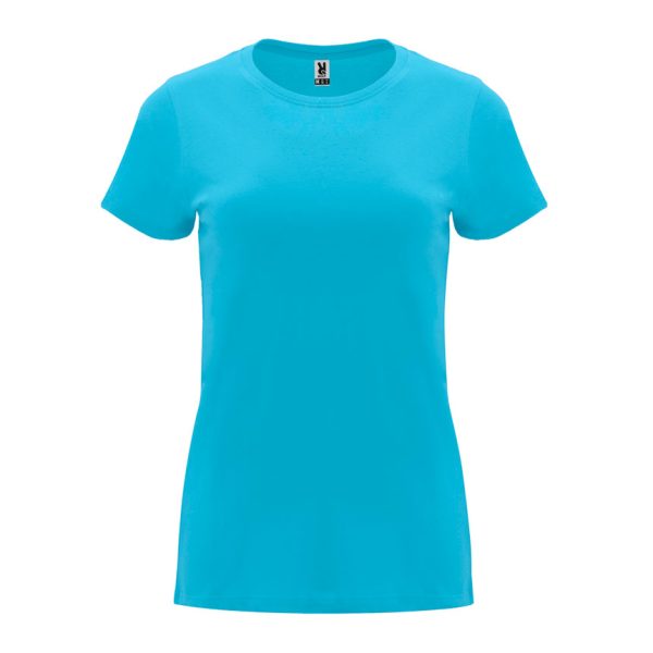 damska-azure-blue-teniska-170g-100-pamuk-za-pechat-i-brandirane Women's azure blue cotton t-shirt 170 g/m² made from 100% cotton for custom printing, promotional clothing and corporate branding