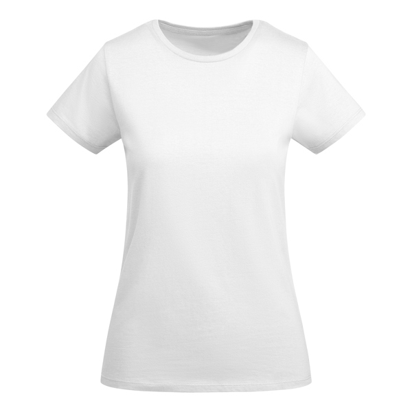 Women's white organic cotton t-shirt 175 g/m² premium quality made from 100% organic cotton for custom printing and sustainable branding