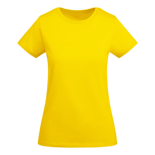 Women's sunflower yellow organic cotton t-shirt 175 g/m² premium quality made from 100% organic cotton for custom printing and sustainable branding