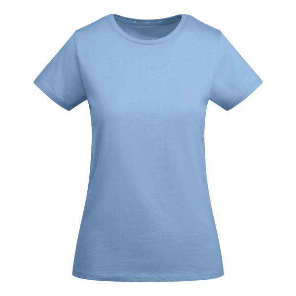 Women's sky blue organic cotton t-shirt 175 g/m² premium quality made from 100% organic cotton for custom printing branding and sustainable apparel
