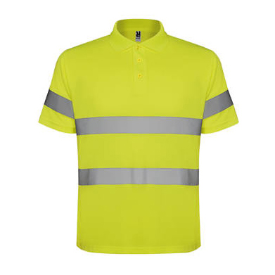 svetlootrazitelna-polo-teniska-yellow-neon High visibility yellow polo shirt with reflective bands and collar designed for safety workwear and industrial use