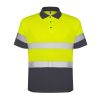 svetlootrazitelna-polo-teniska-gray-yellow-neon High visibility gray and fluorescent yellow polo shirt with reflective bands designed for safety workwear and industrial environments