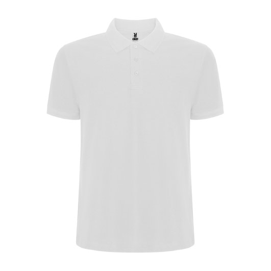 byala-mazhka-polo-teniska-60-pamuk-40-poliester White polo shirt with classic collar made from 60 percent cotton and 40 percent polyester blend with a clean minimalist design