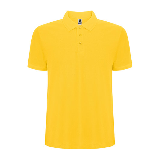 mazhka-zhalta-polo-teniska-sunflower-60-pamuk-40-poliester Sunflower yellow polo shirt with classic collar made from 60 percent cotton and 40 percent polyester blend with a clean modern design