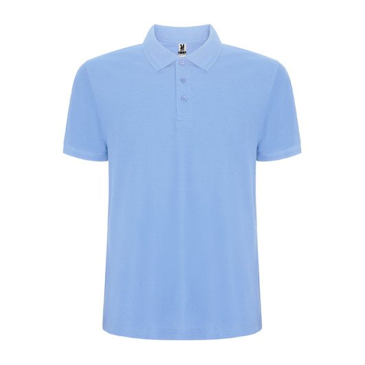 svetlosinya-mazhka-polo-teniska-sky-blue-60-pamuk-40-poliester Sky blue polo shirt with classic collar made from 60 percent cotton and 40 percent polyester blend featuring a fresh and elegant design