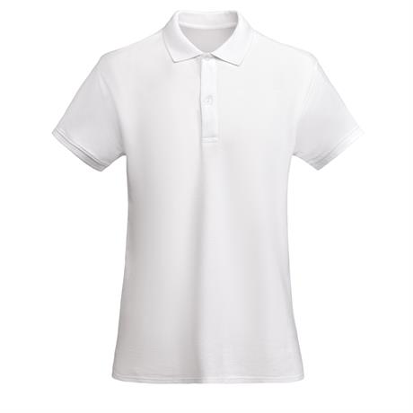 damska-premium-byala-polo-teniska-organichen-pamuk-za-brandirane Women's premium white organic cotton polo shirt for corporate workwear, branding, embroidery, DTF printing and promotional campaigns.