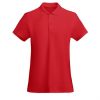 damska-premium-chervena-polo-teniska-organichen-pamuk-za-brandirane Women's premium red organic cotton polo shirt for corporate workwear, branding, embroidery, DTF printing and promotional campaigns.