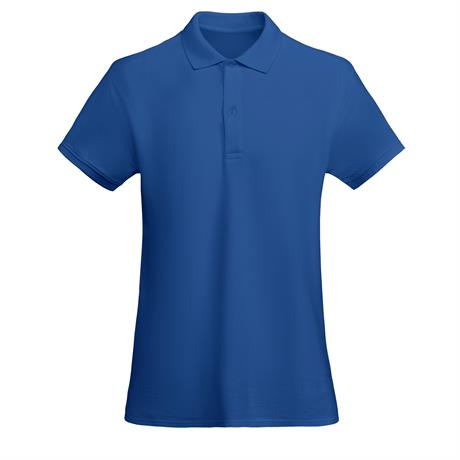 damska-premium-kralskosinya-polo-teniska-organichen-pamuk-za-brandirane Women's premium royal blue organic cotton polo shirt for corporate workwear, branding, embroidery, DTF printing and promotional campaigns.