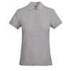 damska-premium-siv-melanj-polo-teniska-organichen-pamuk-za-brandirane Women's premium heather grey organic cotton polo shirt for corporate workwear, branding, embroidery, DTF printing and promotional campaigns.
