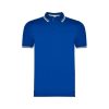 Premium men's royal blue cotton polo shirt with white contrast stripes on the collar and sleeves made from heavyweight 230 gsm cotton