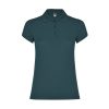 Women's storm blue cotton polo shirt 190 gsm for corporate workwear, branding, embroidery, DTF printing and promotional campaigns.