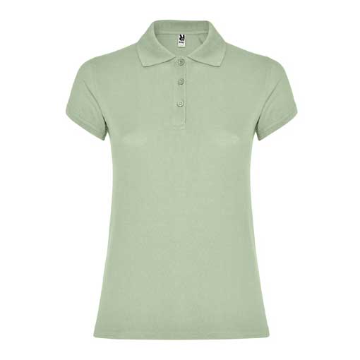 Women's mist green cotton polo shirt 190 gsm for corporate workwear, branding, embroidery, DTF printing and promotional campaigns.