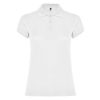 Women's white cotton polo shirt 190 gsm for corporate workwear, branding, embroidery, DTF printing and promotional campaigns.