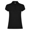 Women's black cotton polo shirt 190 gsm for corporate workwear, branding, embroidery, DTF printing and promotional campaigns.