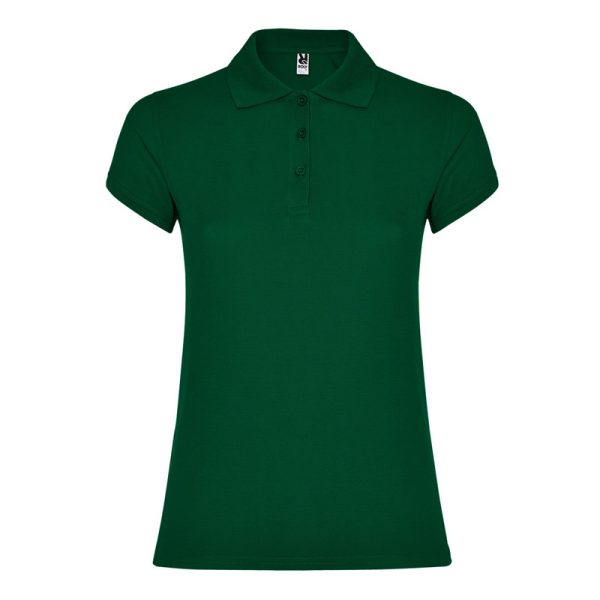 Women's bottle green cotton polo shirt 190 gsm for corporate workwear, branding, embroidery, DTF printing and promotional campaigns.