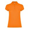 Women's orange cotton polo shirt 190 gsm for corporate workwear, branding, embroidery, DTF printing and promotional campaigns.