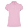Women's light pink cotton polo shirt 190 gsm for corporate workwear, branding, embroidery, DTF printing and promotional campaigns.