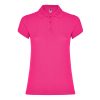 Women's fuchsia cotton polo shirt 190 gsm for corporate workwear, branding, embroidery, DTF printing and promotional campaigns.