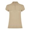 Women's natural beige cotton polo shirt 190 gsm for corporate workwear, branding, embroidery, DTF printing and promotional campaigns.