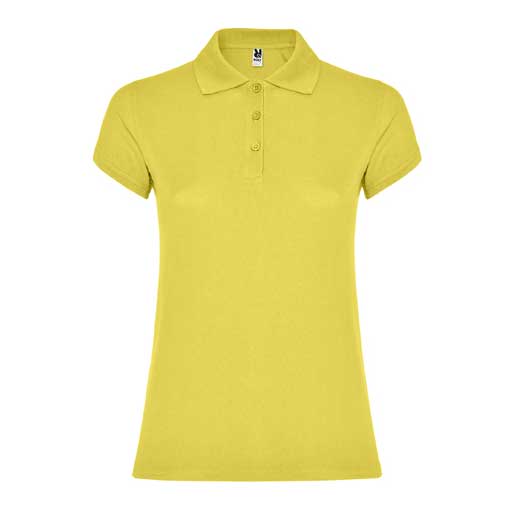 Women's maize yellow cotton polo shirt 190 gsm for corporate workwear, branding, embroidery, DTF printing and promotional campaigns.