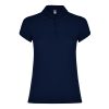 Women's deep navy cotton polo shirt 190 gsm for corporate workwear, branding, embroidery, DTF printing and promotional campaigns.