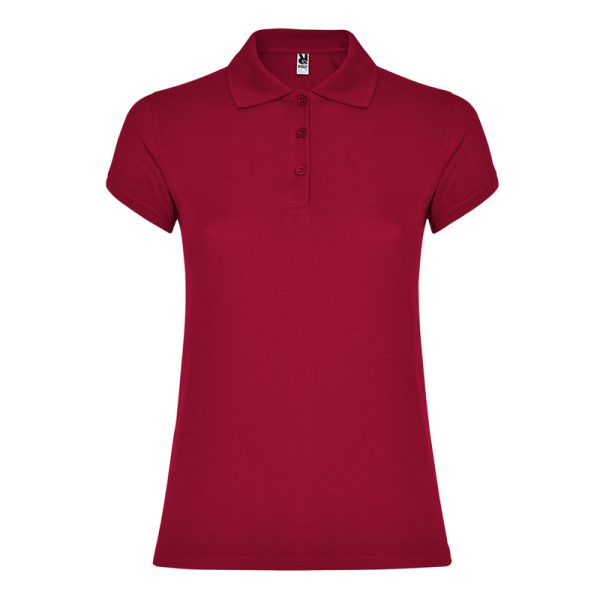 Women's brick red cotton polo shirt 190 gsm for corporate workwear, branding, embroidery, DTF printing and promotional campaigns.