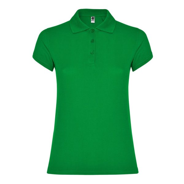 Women's fern green cotton polo shirt 190 gsm for corporate workwear, branding, embroidery, DTF printing and promotional campaigns.
