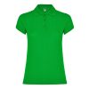 Women's green cotton polo shirt 190 gsm for corporate workwear, branding, embroidery, DTF printing and promotional campaigns.