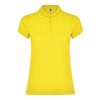 Women's yellow cotton polo shirt 190 gsm for corporate workwear, branding, embroidery, DTF printing and promotional campaigns.