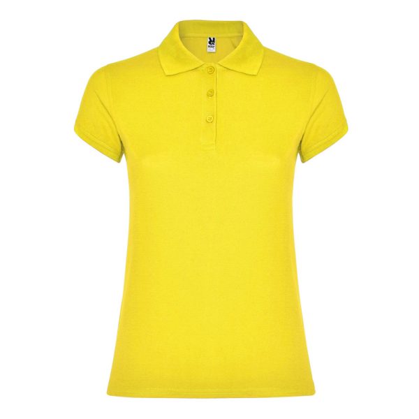 Women's yellow cotton polo shirt 190 gsm for corporate workwear, branding, embroidery, DTF printing and promotional campaigns.