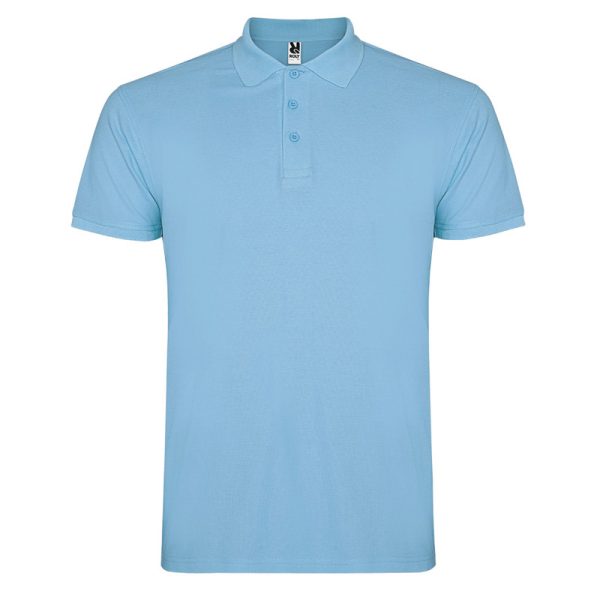 Men's sky blue polo shirt made from 100% cotton premium quality short sleeve classic collar suitable for embroidery, printing and corporate clothing