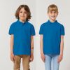Kids' Royal Blue polo shirt with collar made from 100% organic cotton, ideal for school uniforms, embroidery, custom printing and eco-friendly children's clothing.