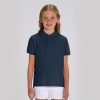 Kids' French Navy polo shirt with collar made from 100% organic cotton, ideal for school uniforms, embroidery, custom printing and eco-friendly children's clothing.