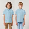 Kids' Sky Blue polo shirt with collar made from 100% organic cotton, ideal for school uniforms, embroidery, custom printing and eco-friendly children's clothing.