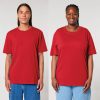 premium-uniseks-chervena-teniska-organichen-pamuk-180g-za-brandirane Premium unisex red organic cotton t-shirt 180 g/m² high quality for workwear, corporate branding and promotional printing