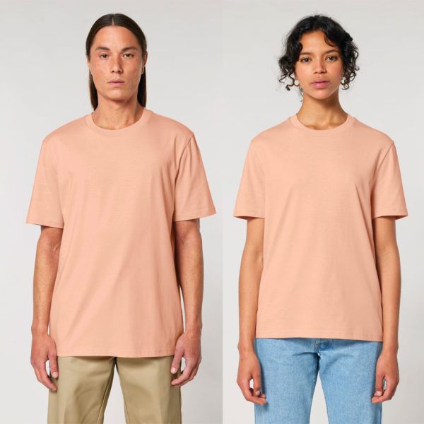 premium-uniseks-praskovena-teniska-organichen-pamuk-180g-za-brandirane Premium unisex peach organic cotton t-shirt 180 g/m² high quality for workwear, corporate branding and promotional printing