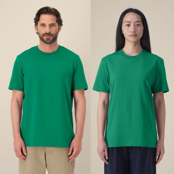 premium-uniseks-zelena-teniska-organichen-pamuk-180g-za-brandirane Premium unisex verdant green organic cotton t-shirt 180 g/m² high quality for workwear, corporate branding and promotional printing