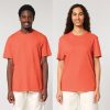 premium-uniseks-koralova-teniska-organichen-pamuk-180g-za-brandirane Premium unisex fiesta orange organic cotton t-shirt 180 g/m² high quality for workwear, corporate branding and promotional printing