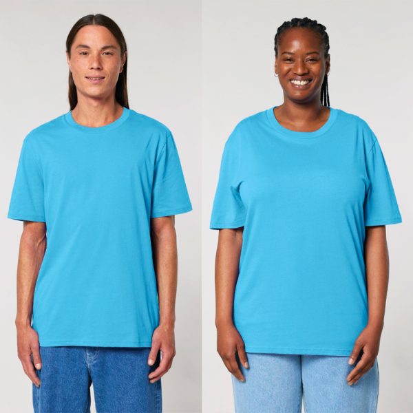 premium-uniseks-svetlosinya-teniska-organichen-pamuk-180g-za-brandirane Premium unisex aqua blue organic cotton t-shirt 180 g/m² high quality for workwear, corporate branding and promotional printing