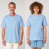 premium-uniseks-svetlosinya-teniska-organichen-pamuk-180g-za-brandirane Premium unisex light blue organic cotton t-shirt 180 g/m² high quality for workwear, corporate branding and promotional printing