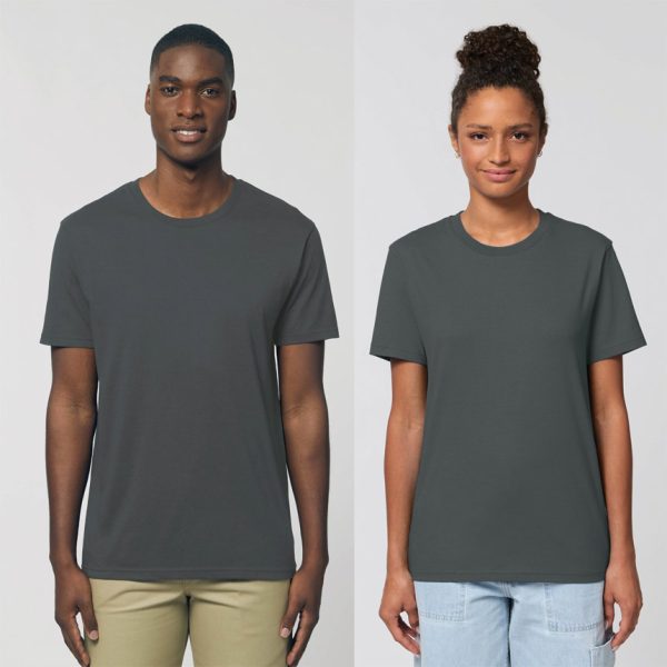 uniseks-svetlosiva-teniska-organichen-pamuk-150g-za-brandirane Unisex light graphite organic cotton t-shirt 150 g/m² premium quality for workwear, branding and promotional printing