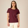 damska-bordo-teniska-organichen-pamuk-za-brandirane Women's burgundy organic cotton t-shirt premium quality for workwear, branding and promotional printing