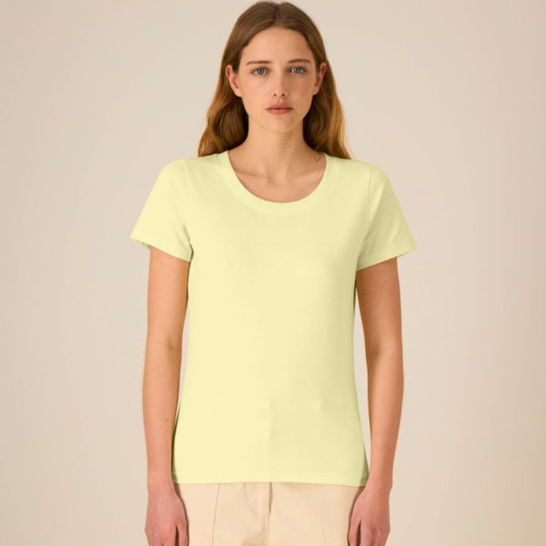 damska-svetlozelena-teniska-organichen-pamuk-za-brandirane Women's lemon sorbet organic cotton t-shirt premium quality for workwear, branding and promotional printing