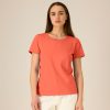damska-koralova-teniska-organichen-pamuk-za-brandirane Women's coral orange organic cotton t-shirt premium quality for workwear, branding and promotional printing