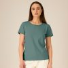 damska-zelena-teniska-organichen-pamuk-za-brandirane Women's green bay organic cotton t-shirt premium quality for workwear, branding and promotional printing