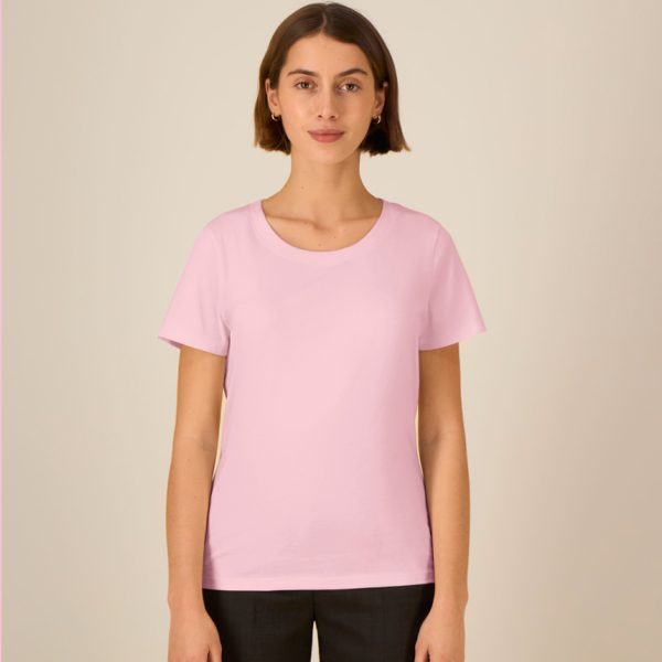 damska-rozova-teniska-organichen-pamuk-za-brandirane Women's cotton pink organic cotton t-shirt premium quality for workwear, branding and promotional printing