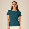 damska-petrolena-teniska-organichen-pamuk-za-brandirane Women's stargazer blue organic cotton t-shirt premium quality for workwear, branding and promotional printing